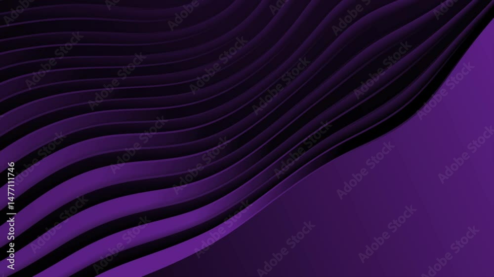 Aufkleber Dark violet glossy waves abstract tech background. Seamless looping liquid gradient motion design. Video animation Ultra HD 4K 3840x2160