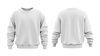 Blank white sweatshirt mockup.  Front and back views