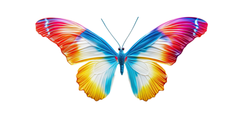 Colorful swallowtail butterfly with vibrant wing patterns, entomology specimen photography isolated on white transparent background