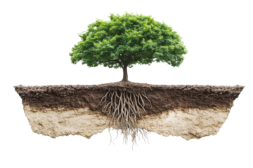 Tree Roots in Soil: A Visual Representation of Nature's Connection . Transparent background PNG