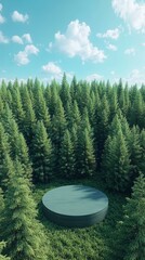 Empty Circle Display in Forest Scene