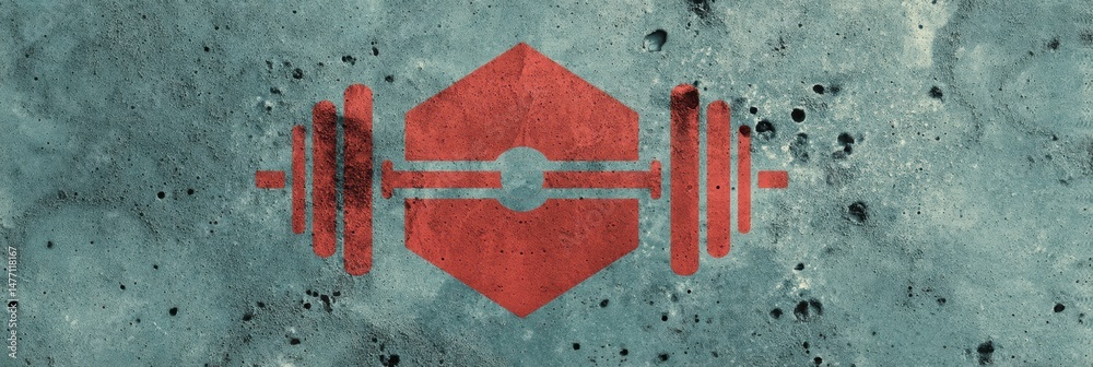Poster fitness gym logo displayed over an abstract muscle texture creating an energetic and motivating atmo