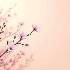 Obraz premium Enchanting Pink Blossoms Floating in a Dreamy Ivory Setting