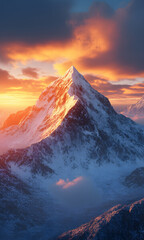 Top of the World: Everest in the Golden Light of Dawn