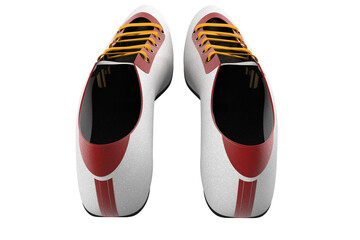 Contemporary White Trail Runners or Soccer Boots with Red Trim and Bright Orange Laces, TRAIL RUNNING TRAINER SHOES SNEAKER FOOTBALL SOCCER, Modern White Athletic Running or Soccer on PNG Transparent 