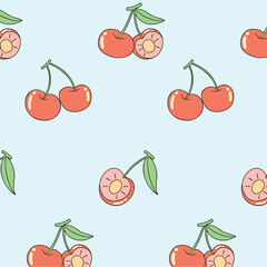 Cherry Love Pattern , Fun and Playful Fruit-Themed Backgrounds