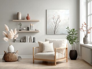 Obraz premium Modern Scandinavian Living Room Interior Design