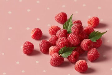 Fresh Raspberries on a Pink Background