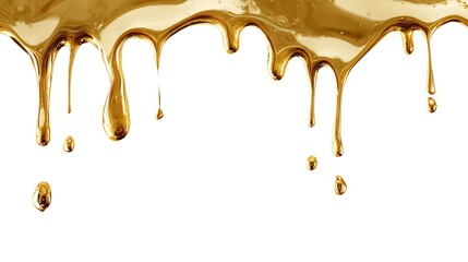 Gold serum dripping border isolated on white background
