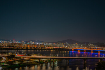 Fototapeta premium Bridge and Night View in Seoul 