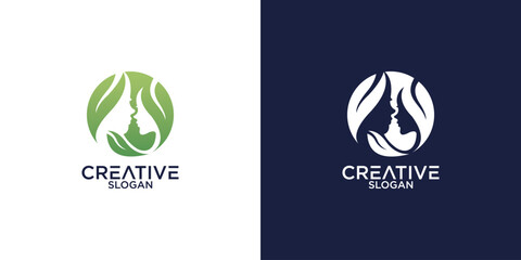 Fototapeta premium circle beauty Natural women face logo design inspiration 