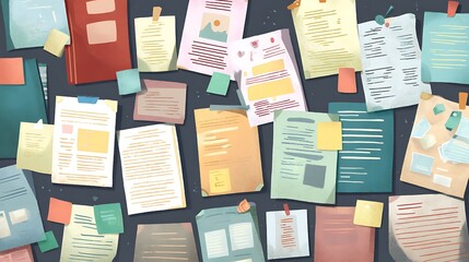 Crowded bulletin board of campus club meetings, events, and announcements with copy space