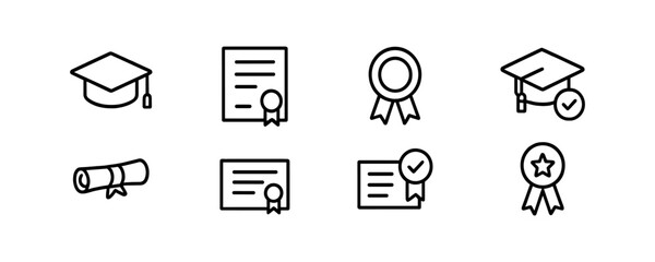 Fototapeta premium Graduation and certificate icons with awards and diplomas