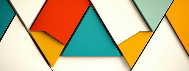 Abstract Geometric Triangle Pattern with Bold Red Yellow Teal and White Colors