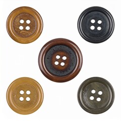 Buttons with Thread Hole on Isolated White Background