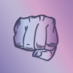 Vector Fist Punch Illustration on Pastel Gradient Background - Bold Hand Gesture Symbol for Fight, Power, and Strength Designs