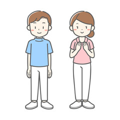 男性と女性２人の看護師／ベクターイラスト素材