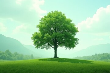 Peaceful Landscape Featuring a Solitary Tree