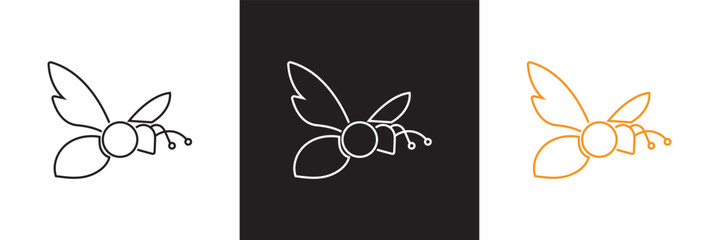 Bee icon.  Vector for websites, mobile interfaces, presentations, banner, visual branding etc. Vector illustration. isolated on white and black background. EPS 10