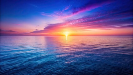 Obraz premium Gradient sunset on ocean blue and purple horizon, gradient, blue
