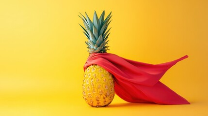 Super Pineapple Hero on Yellow Background