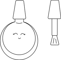 Nail polish varnish isolated. Vector graphic line illustration. Black and white kawaii icon. Banner, poster, wrapping paper, sticker, print, modern textile design.