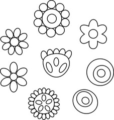 Flowers isolated. Vector graphic line illustration. Floral abstract symbol in simple linear style. Banner, poster, wrapping paper, sticker, print, modern textile design.