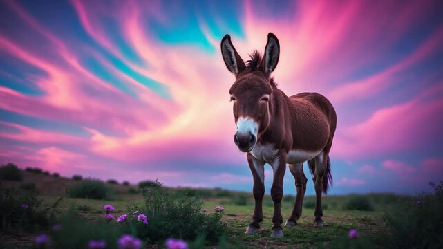 Donkey Foraging on Equus africanus asinus
