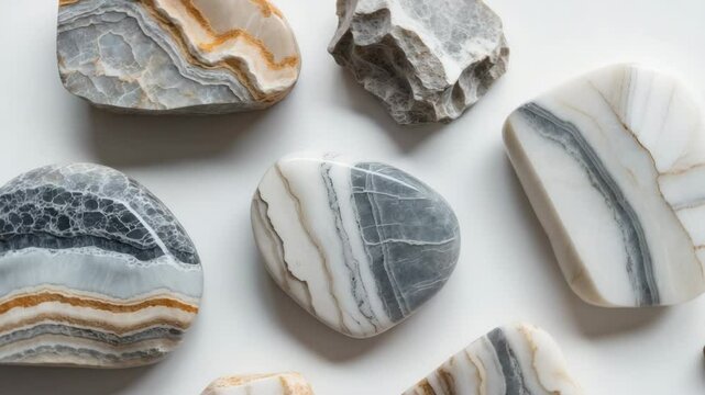 one marble stone videographed closely against a backdrop