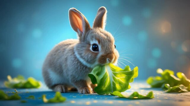 Little Rabbit munching on a leaf.