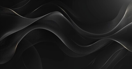 Obraz premium background header for a website, black background color with dark grey wave horizontal with gradient 