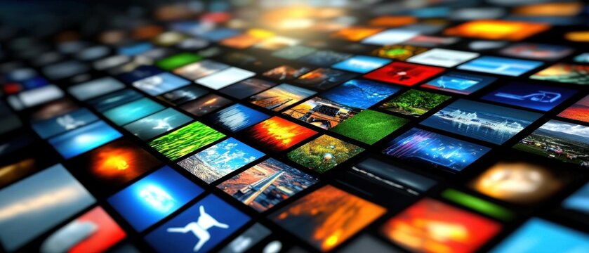 Diverse Content Mosaic: A Collection of Varied Visuals in a Grid Pattern Displaying Nature, Technology, and Abstract Art