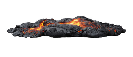Cooling lava field with glowing fissures