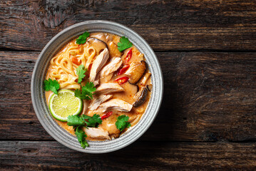 Spicy Thai Noodle Chicken Soup. Khao Soi