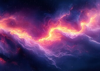 Abstract cosmic nebulae display vibrant hues.