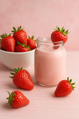 Strawberry milkshake with whole berries