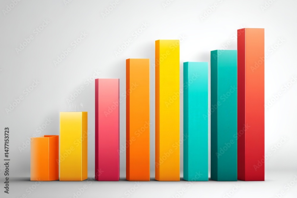 Poster Colorful bar chart representing growth trends in data analysis across various categories over time