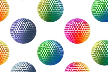Colorful, patterned spheres arranged in a playful, vibrant design on a white background