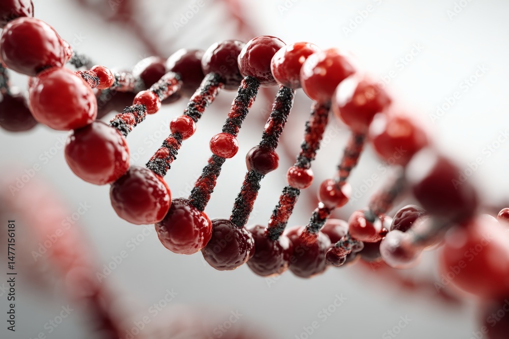 Aufkleber detailed close-up of a red dna helix structure showcasing molecular intricacies and design