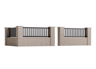 Two sets of railings are shown on a white background