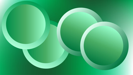 An abstract graphic design featuring overlapping green circles with gradient effects. The image is suitable for use as a background, wallpaper, or design element. It has a modern and clean aesthetic