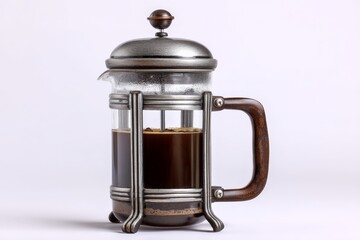Crafting rich coffee with a French press using fresh grounds before breakfast