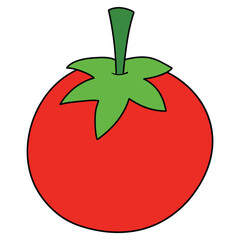 Hand drawn cartoon tomato on white background.