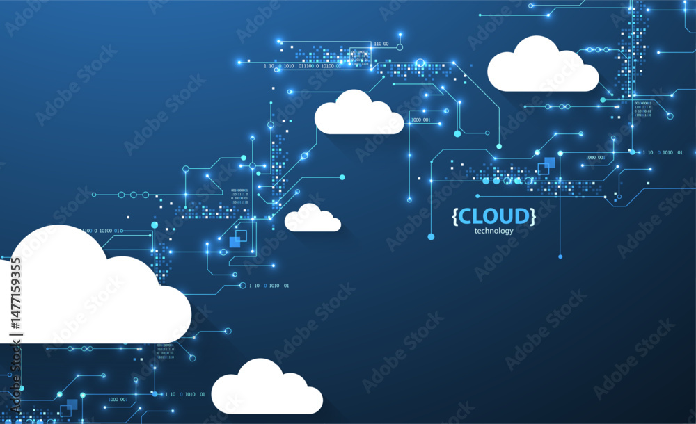 Canvas Prints cloud storage technology. integrated digital web concept background.