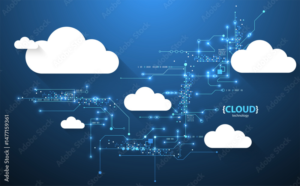 Canvas Prints cloud storage technology. integrated digital web concept background.