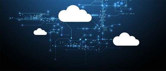 Cloud storage technology. Integrated digital web concept background.