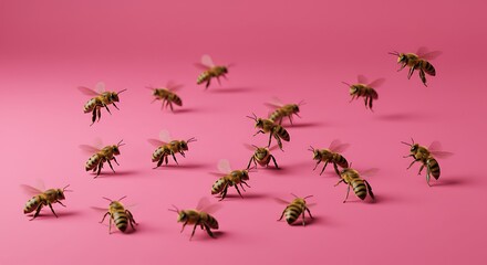 Fototapeta premium Bees on a solid background