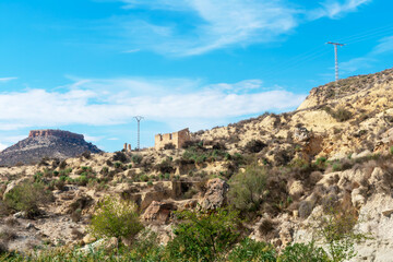Ruined house in the village of Mula, Murcia, Spain. Europe.