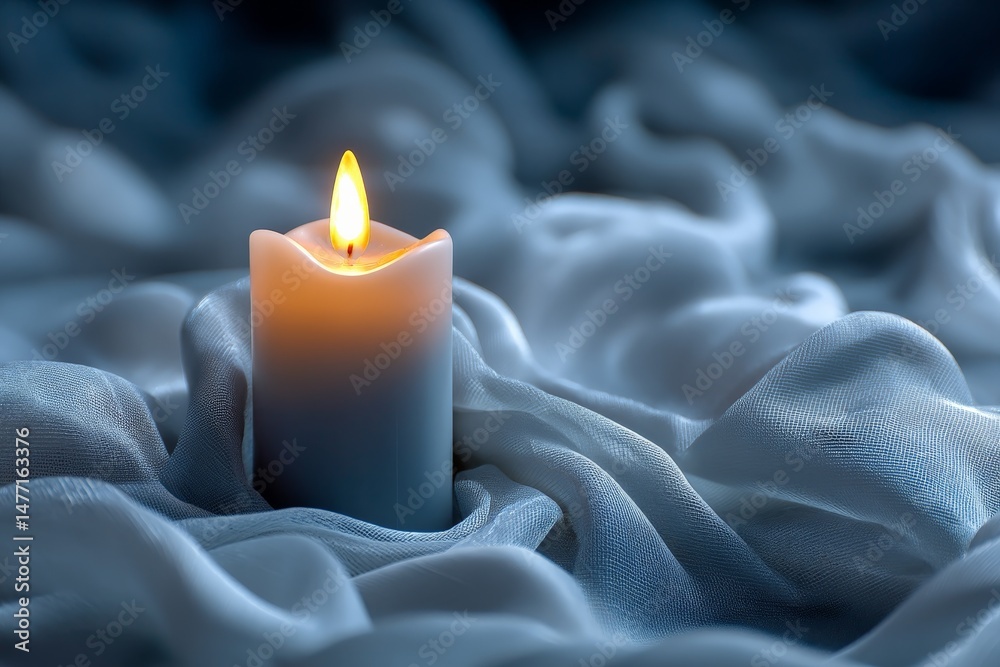 Aufkleber Calm candlelight illuminating soft fabric background in tranquil setting