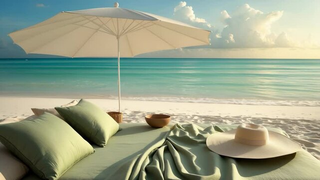 Concept video for showcasing beach lounge bed with umbrella